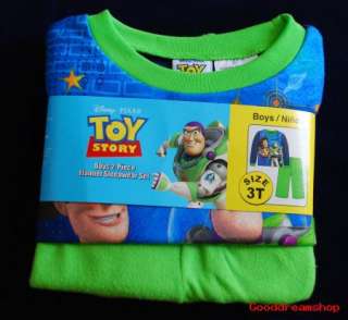 Disney TOY STORY Buzz Woody 2 Pce Boy Pajamas Fleece Flannel 