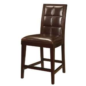   Back Leather Counter Stool, Coffee Bean (set of two)