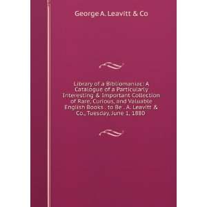   Leavitt & Co., Tuesday, June 1, 1880 . George A. Leavitt & Co Books