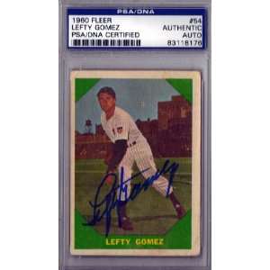 Lefty Gomez Autographed 1960 Fleer Card PSA/DNA Slabbed #83118176 