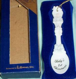 Babys First Christmas Bisque Spoon Ornament New in Box  