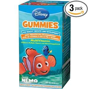 Disney Multivitamin Gummies, Pixar Finding Nemo, 60 Gummies (Pack of 3 