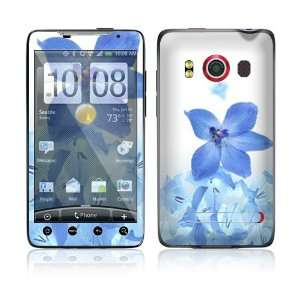  HTC Evo 4G Skin Decal Sticker   Blue Neon Flower 