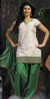 BREEZY OFF WHITE SILK INDIAN PAKISTANI DRESS DESIGNER SALWAR KAMEEZ 