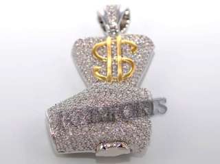 14K W/GOLD PLATED ICED OUT HIP HOP MONEY BAG WITH CHAIN  