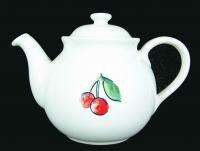 Corelle Fruit Too Basket Teapot Tea Pot Cherries White  