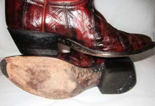 Nice vtg Tony Lama EEL SKIN exotic skin mens Western cowboy boots 8 D 