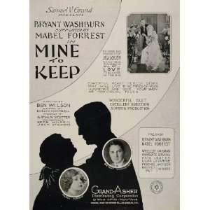  1923 Ad Silent Film Mine to Keep Ben Wilson Grand Asher 