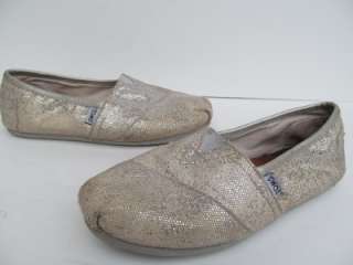 Toms Silver Glitter Canvas Shoes Womens sz 8  