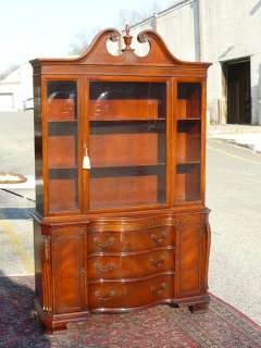 ANTIQUE MAHOGANY CHIPPENDALE CHINA CABINET BREAKFRONT BOOKCASE  