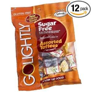 GoLightly Sugar Free Assorted Toffees, 2.75 Ounce Bags (Pack of 12)