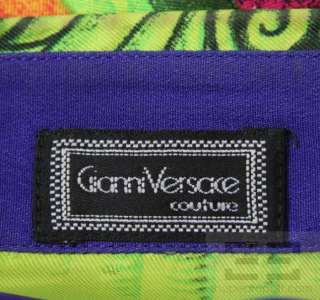 Gianni Versace Bright Multicolor Silk Print Button Up Top Size US 8 