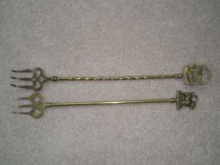 Two Antique Brass Fireplace Implements Toast Forks  