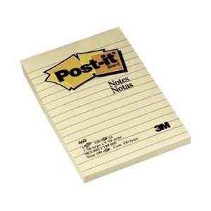    3M 660 4x6canry Yw 12/pk Post it Lined Note Pad