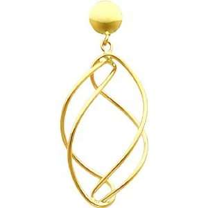    14K Yellow Gold Twisted Tube Dangle Earrings Jewelry Jewelry