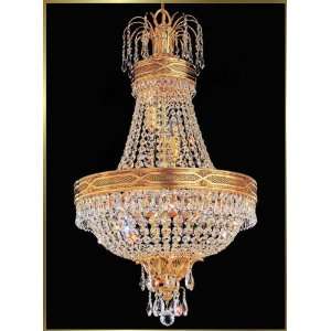 Small Crystal Chandelier, VI 3086, 9 lights, Antique Gold, 20 wide X 