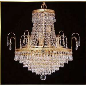 Small Crystal Chandelier, 7500 E 19, 9 lights, 24Kt Gold, 19 wide X 