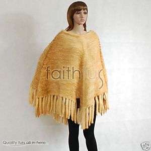 Luxury Mink Fur Knitted Cape/Poncho/Wrap/Tippet/Shawl  