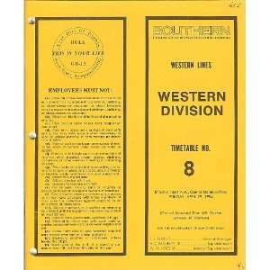  Southern Railway Timetable #8 Western Division from 1984 
