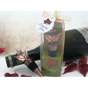    Bronze Elegance Fall Leaf Bottle Stopper in Designer Gift Box