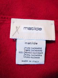 Matilde Ruby Red 100% Cashmere Fitted Vee Neck Sleeveless Shell   40 