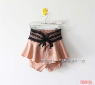 Lovely Womens Bow Fake Lace Belt Skorts Pleated Skirts Shorts 9083 