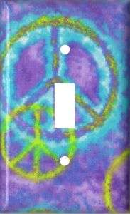 Purple Tie Dye Peace Sign Single Light Switch Cover  