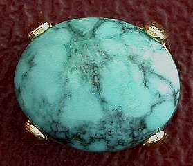 14Kt Gold 10x8 Turquoise Gemstone Gem Stone Tie Tack  