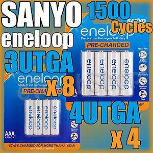 NEW SANYO Eneloop 8 AA + 4 aaa Rechargeable Battery  
