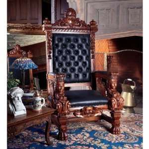   Replica Hand carved Solid Mahogany Throne Chair
