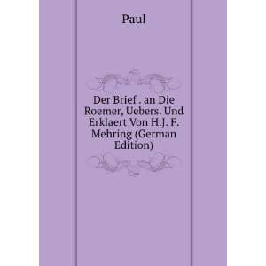   Von H.J. F. Mehring (German Edition) (9785877354425) Paul Books