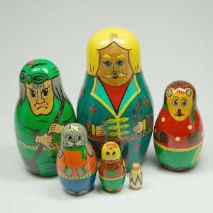  Woodsman and Witch Six Part Nesting Doll Toys & Games