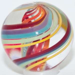 15/16 Glass Marble ~ Jody Fine ~ Rainbow Latticinio Marble  