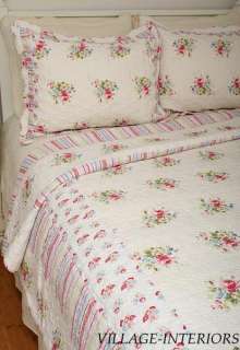 SALE BEACH CHIC SHABBY KIMBERLY PINK BLUE F/QUEEN COTTON QUILT  