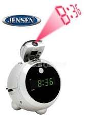 Jensen JCR 222 AM/FM Projection Clock Radio Silver 077283952210  