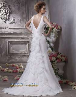 Slim straps noble white V neck back beach sexy bride/wedding dress 2 4 