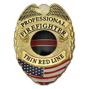    Professional Firefighter Thin Red Line Flag Badge 