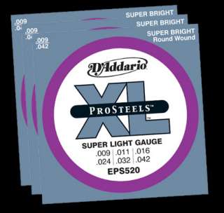 ADDARIO 3 PACK PROSTEELS SUPER LIGHT STRINGS EPS520  