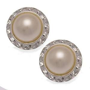  Zara 21mm Large Silver Cream PearlClip Earrings Jewelry