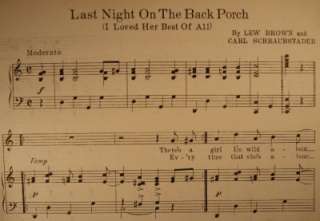 Old 1923 LAST NIGHT ON THE BACK PORCH Sheet Music (O)  