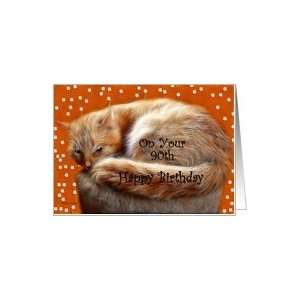 Birthday ~ Year Specific 90th ~ Fluffy Cat Card