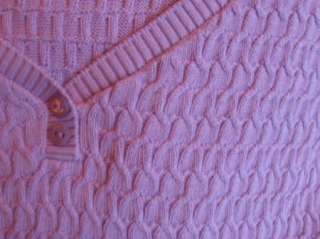 TALBOTS Lilac Cable Knit Pima Cotton Sweater Top S/S L  