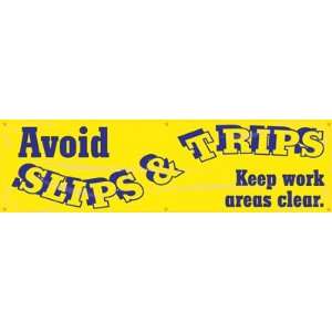  Avoid Slips & Trips, Keep Work Areas Clear Banner, 96 x 