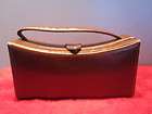 vintage brown leather 50s purse box handbag rockabilly quick look