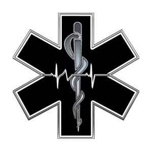  Black and White EMT EMS Star Of Life With Heartbeat   6 h 