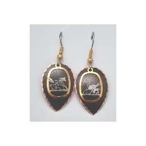  Copper & Black Patina Mare & Foal Earrings Arts, Crafts 