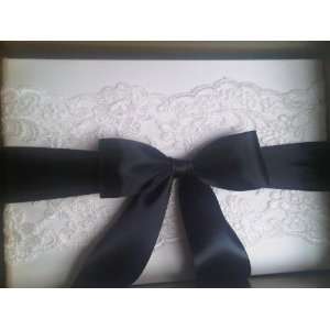   Lace Ivory Guest Book with Black Satin Ribbon Beverly Clark Wedding