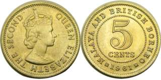elf Malaya & British Borneo 5 Cents 1961  