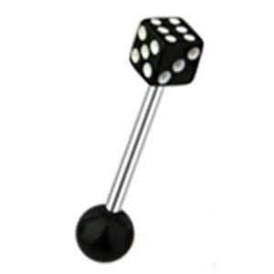   Ring Piercing Barbell with Black Dice Design Top 