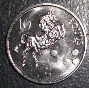 2002 Slovenia 10 tolarjev Rearing horse animal coin  